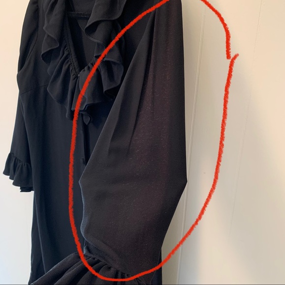 Vintage Mod Ruffle Neck Women’s Black Dress - Picture 9 of 16